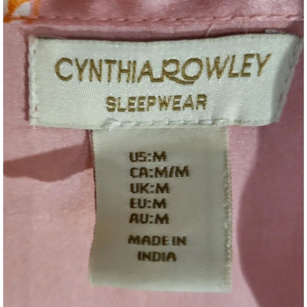 Cynthia Rowley Sleepwear M Pink Floral Satin Button Front Silky Lingerie Shirt - Picture 3 of 8